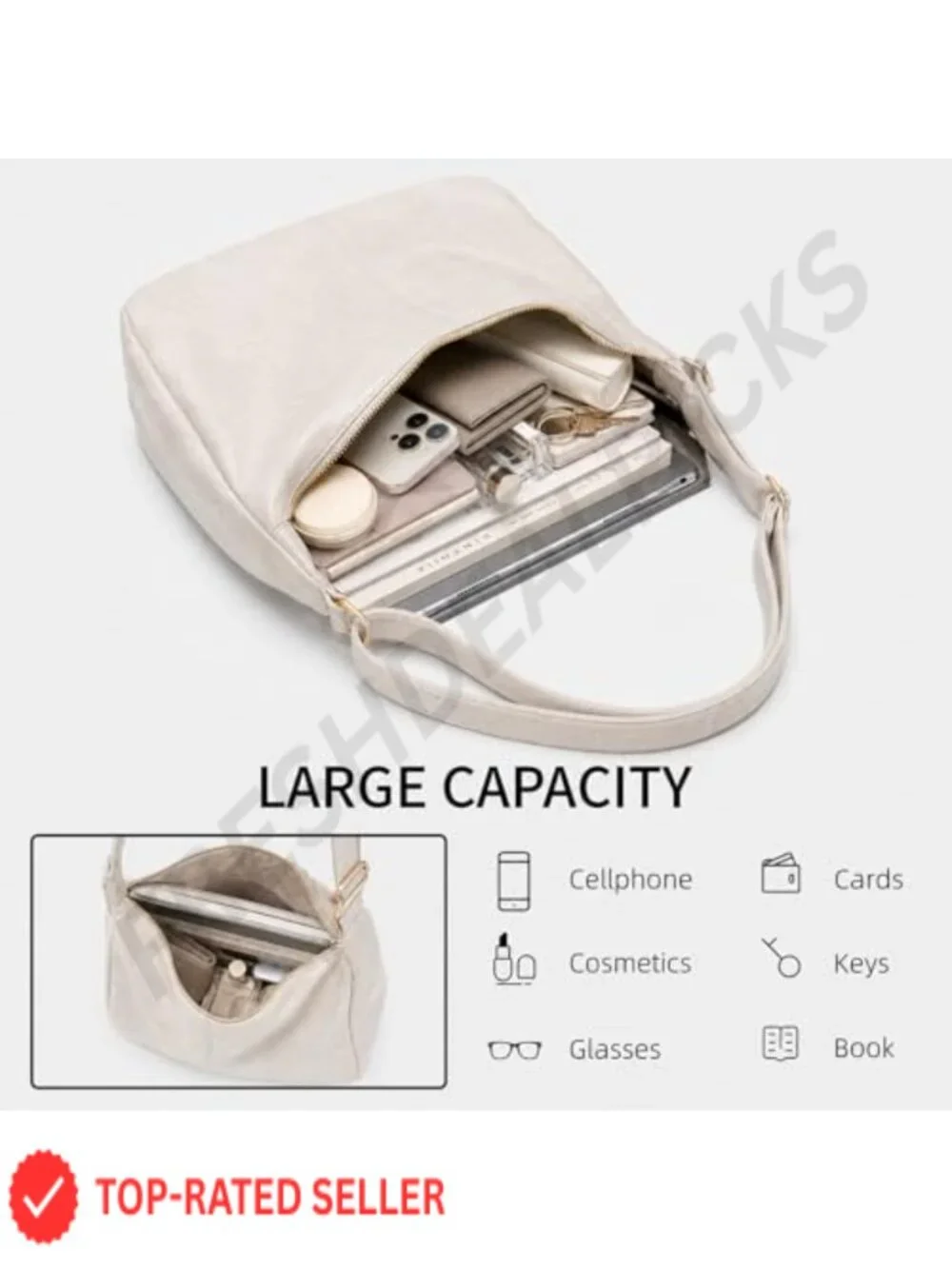 Slouchy Shoulder Bag for Women Foldable Crossbody Hobo Purse in PU Leather